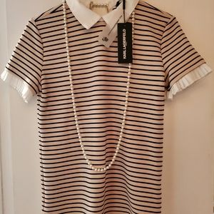 Pink and black striped Karl Lagerfeld XS Top